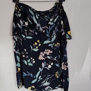 Banana Republic Navy and Pastel Floral Top